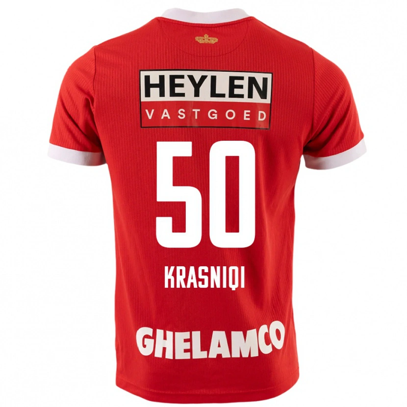 Danxen Bambino Maglia Laurit Krasniqi #50 Rosso Bianco Kit Gara Home 2025/26 Maglietta