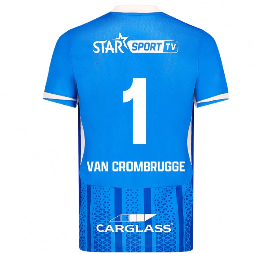 Danxen Bambino Maglia Hendrik Van Crombrugge #1 Blu Bianco Kit Gara Home 2025/26 Maglietta