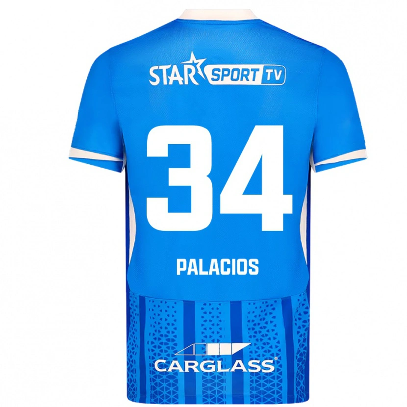 Danxen Bambino Maglia Adrián Palacios #34 Blu Bianco Kit Gara Home 2025/26 Maglietta