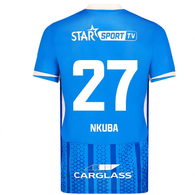 Danxen Bambino Maglia Ken Nkuba #27 Blu Bianco Kit Gara Home 2025/26 Maglietta