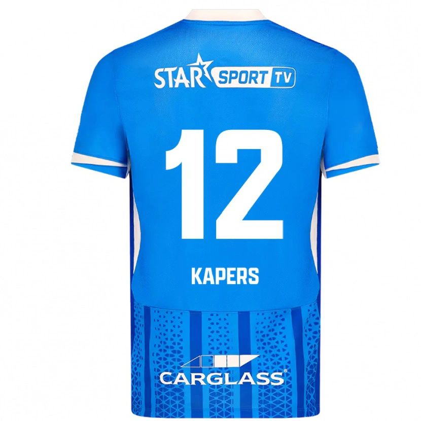 Danxen Bambino Maglia Wout Kapers #12 Blu Bianco Kit Gara Home 2025/26 Maglietta