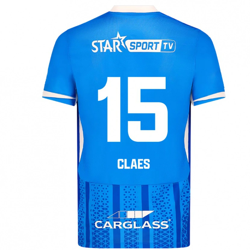 Danxen Bambino Maglia Thomas Claes #15 Blu Bianco Kit Gara Home 2025/26 Maglietta