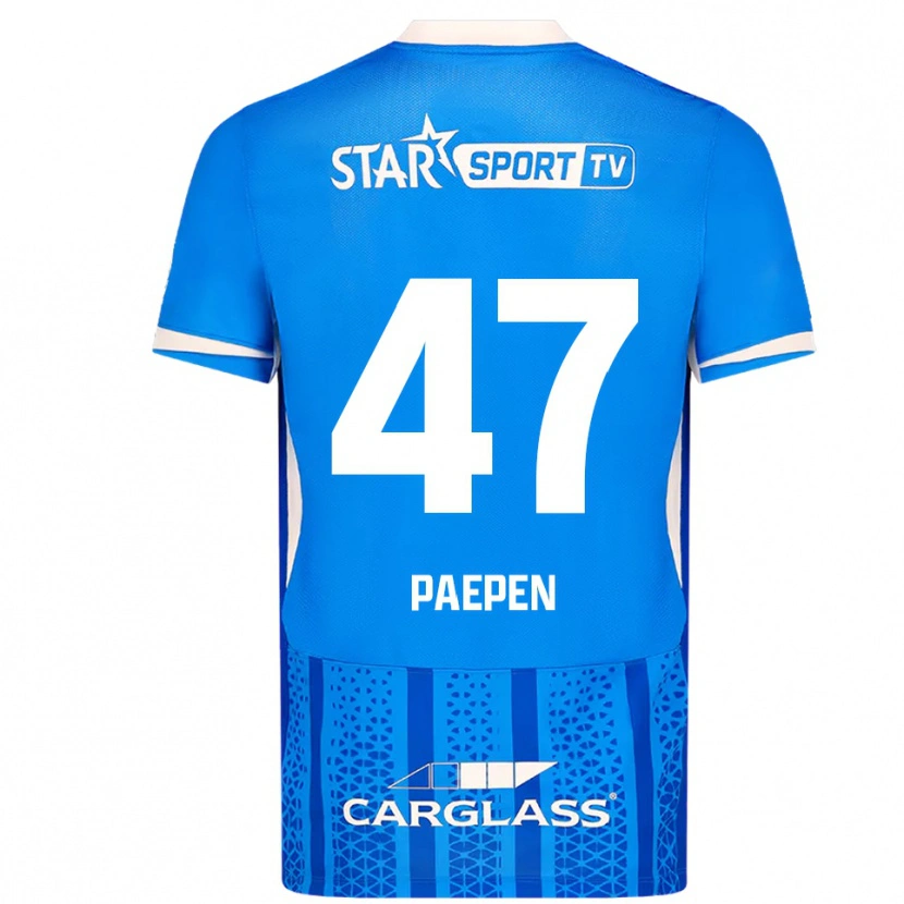 Danxen Bambino Maglia Sam Paepen #47 Blu Bianco Kit Gara Home 2025/26 Maglietta