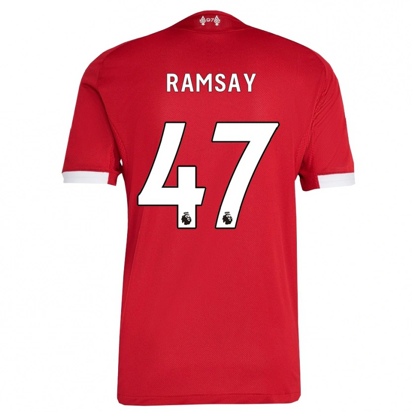 Danxen Bambino Maglia Calvin Ramsay #47 Rosso Bianco Kit Gara Home 2025/26 Maglietta