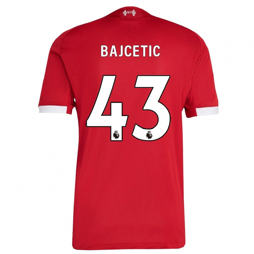 Danxen Bambino Maglia Stefan Bajcetic #43 Rosso Bianco Kit Gara Home 2025/26 Maglietta