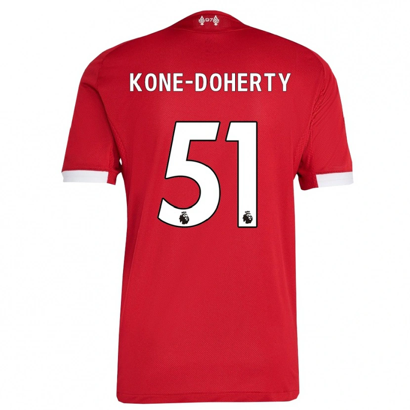 Danxen Bambino Maglia Trent Kone-Doherty #51 Rosso Bianco Kit Gara Home 2025/26 Maglietta
