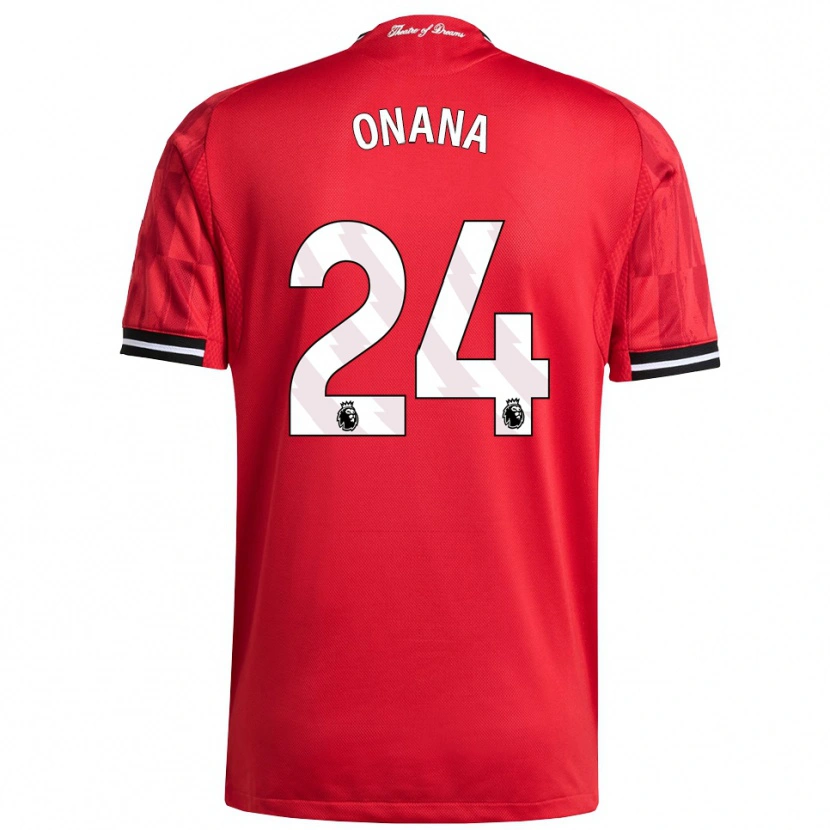 Danxen Bambino Maglia André Onana #24 Rosso Nero Bianco Kit Gara Home 2025/26 Maglietta