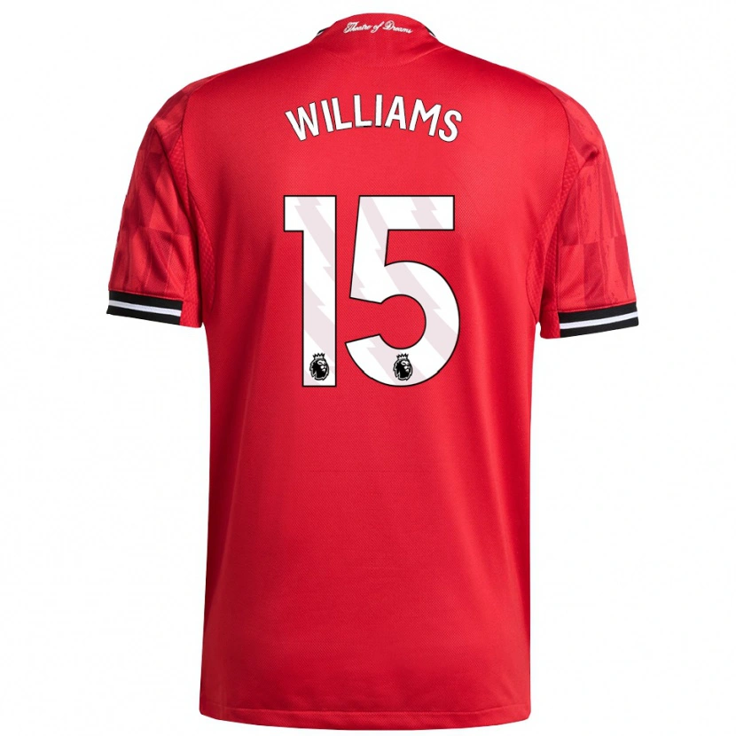 Danxen Bambino Maglia Joe Williams #15 Rosso Nero Bianco Kit Gara Home 2025/26 Maglietta