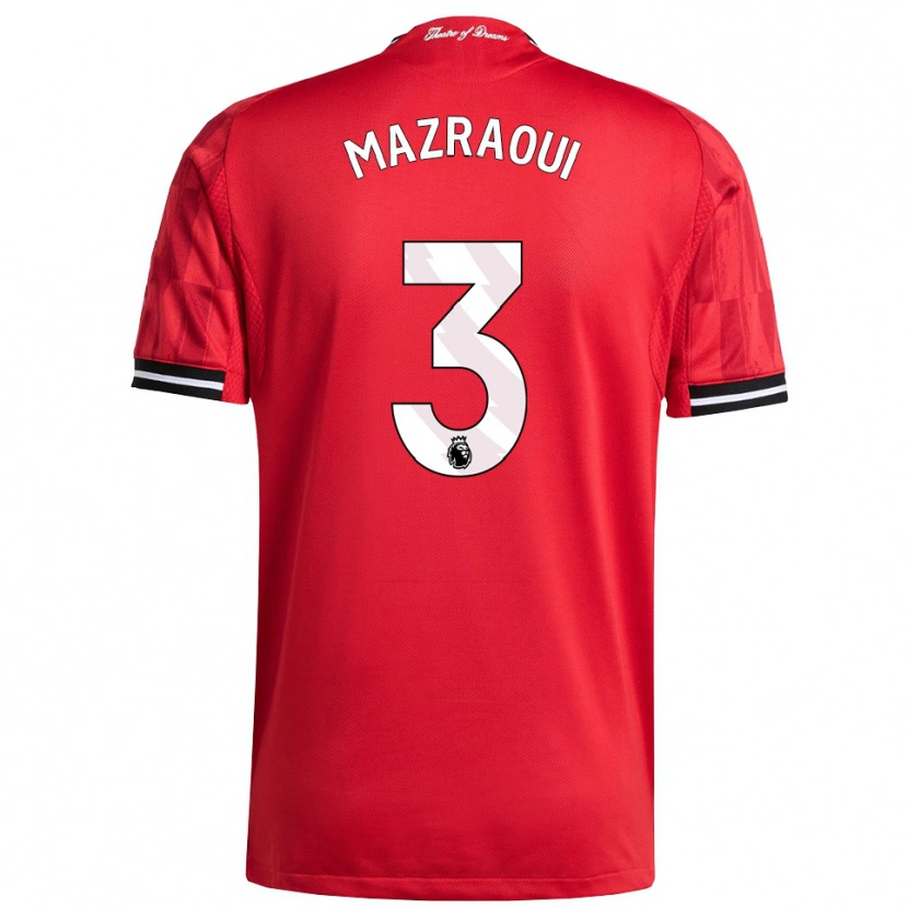 Danxen Bambino Maglia Noussair Mazraoui #3 Rosso Nero Bianco Kit Gara Home 2025/26 Maglietta