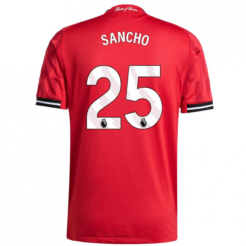 Danxen Bambino Maglia Jadon Sancho #25 Rosso Nero Bianco Kit Gara Home 2025/26 Maglietta