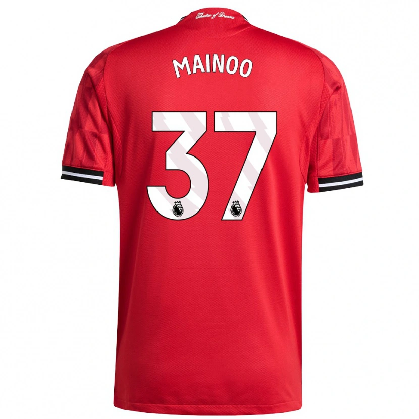Danxen Bambino Maglia Kobbie Mainoo #37 Rosso Nero Bianco Kit Gara Home 2025/26 Maglietta