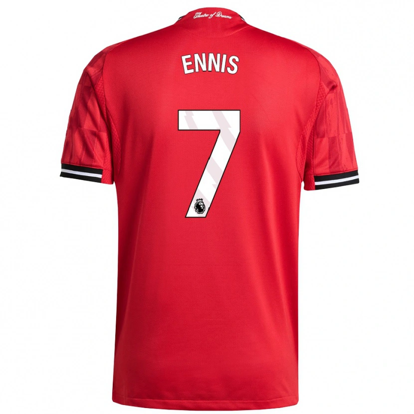 Danxen Bambino Maglia Ethan Ennis #7 Rosso Nero Bianco Kit Gara Home 2025/26 Maglietta