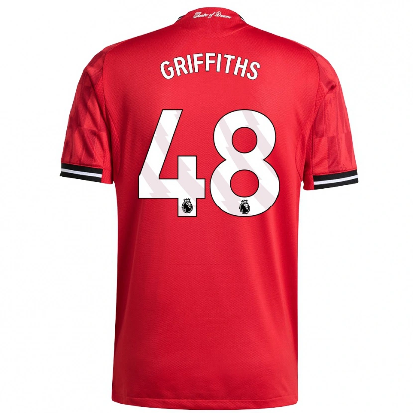 Danxen Bambino Maglia Mared Griffiths #48 Rosso Nero Bianco Kit Gara Home 2025/26 Maglietta
