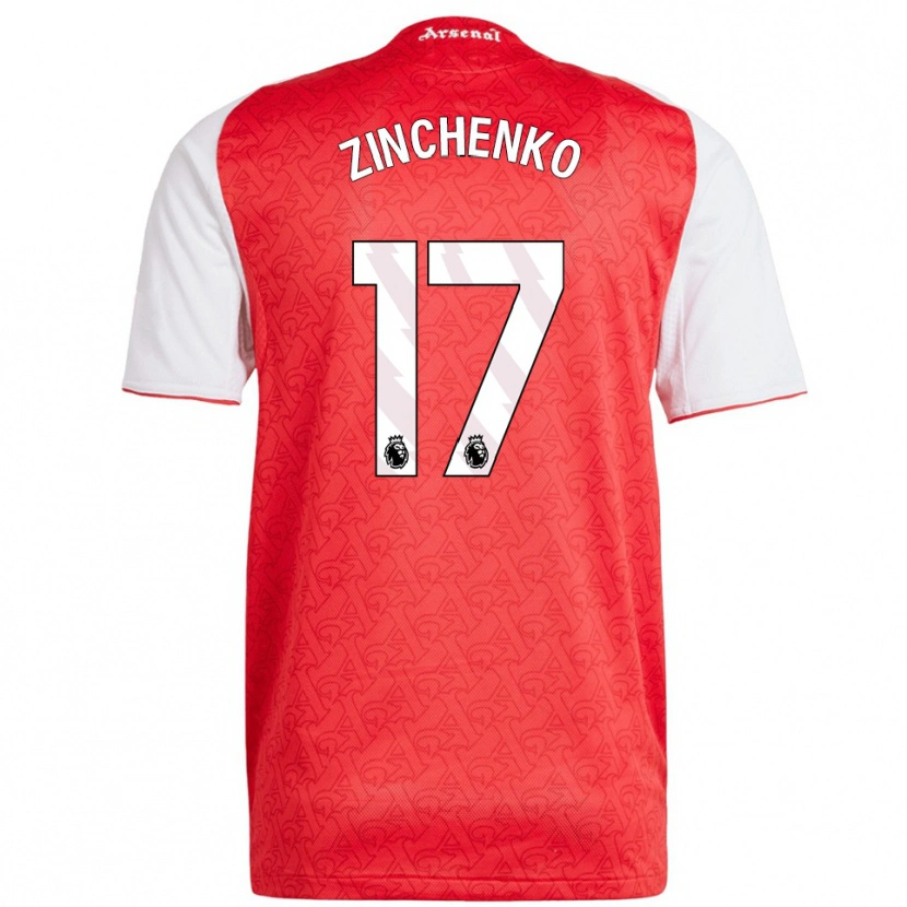 Danxen Bambino Maglia Oleksandr Zinchenko #17 Rosso Bianco Kit Gara Home 2025/26 Maglietta