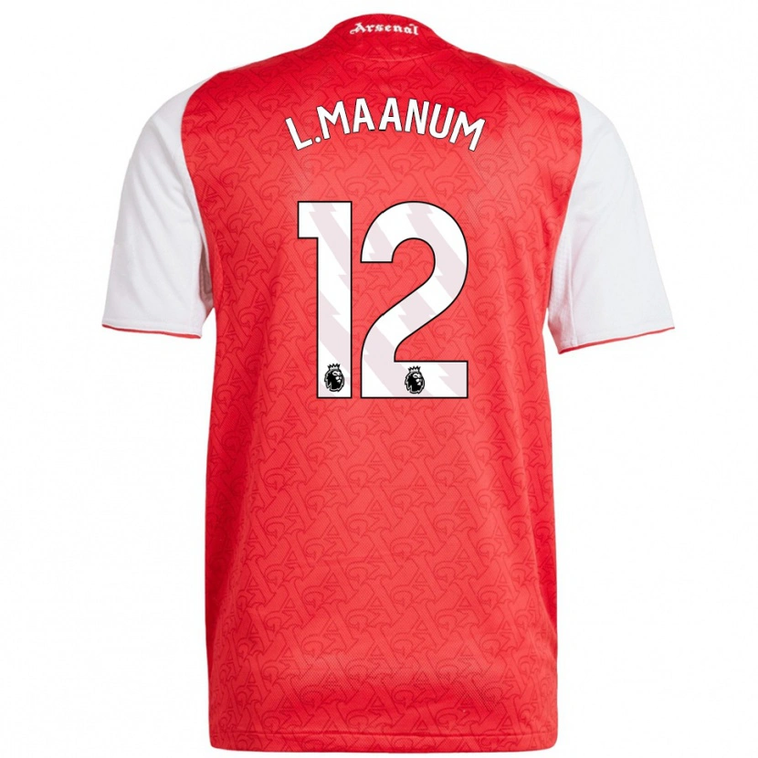 Danxen Bambino Maglia Frida Maanum #12 Rosso Bianco Kit Gara Home 2025/26 Maglietta