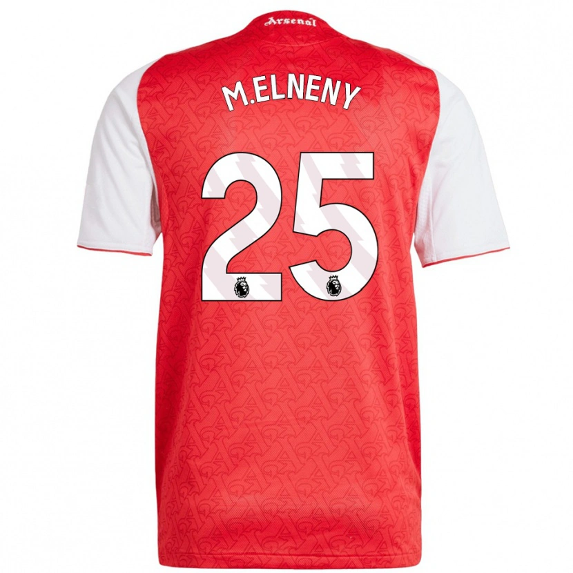 Danxen Bambino Maglia Mohamed Elneny #25 Rosso Bianco Kit Gara Home 2025/26 Maglietta