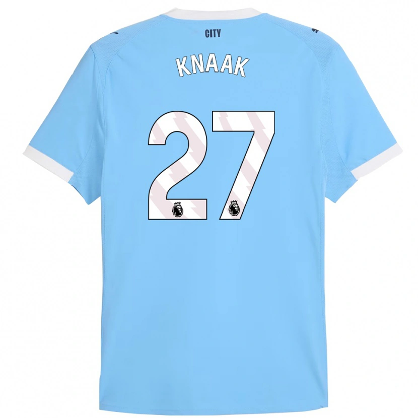 Danxen Bambino Maglia Rebecca Knaak #27 Azzurro Bianco Kit Gara Home 2025/26 Maglietta
