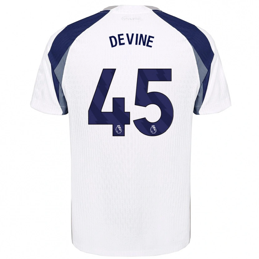 Danxen Bambino Maglia Alfie Devine #45 Bianco Navy Kit Gara Home 2025/26 Maglietta