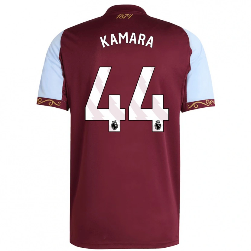 Danxen Bambino Maglia Boubacar Kamara #44 Borgogna Azzurro Kit Gara Home 2025/26 Maglietta