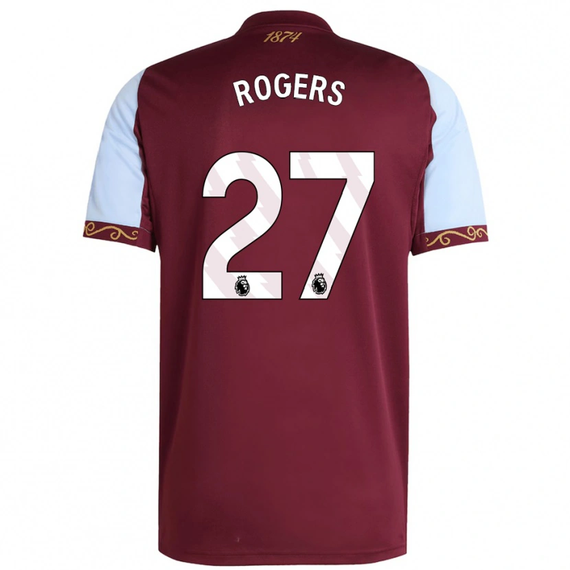 Danxen Bambino Maglia Morgan Rogers #27 Borgogna Azzurro Kit Gara Home 2025/26 Maglietta