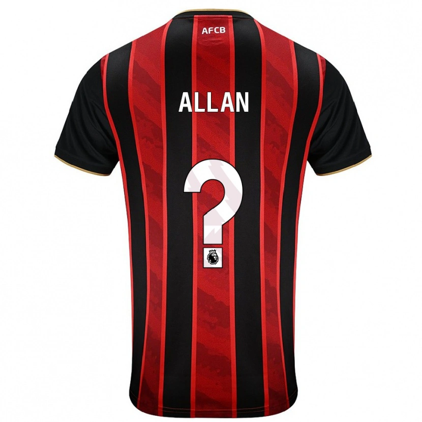 Danxen Bambino Maglia Mack Allan #0 Rosso Nero Kit Gara Home 2025/26 Maglietta