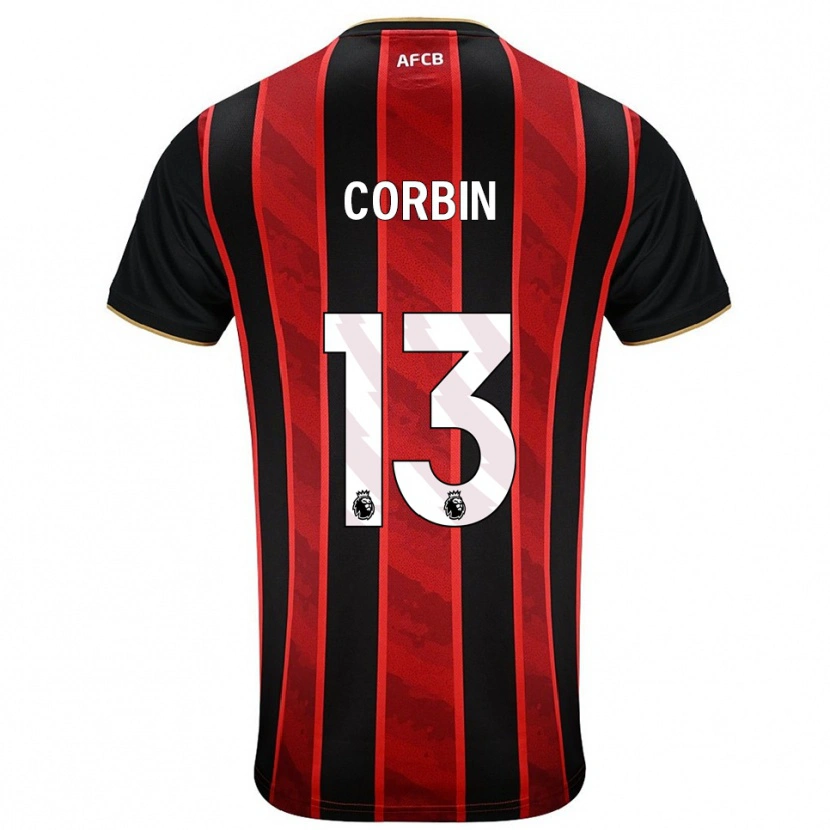 Danxen Bambino Maglia Helen Corbin #13 Rosso Nero Kit Gara Home 2025/26 Maglietta