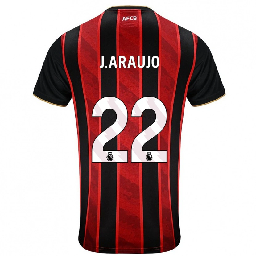 Danxen Bambino Maglia Julián Araujo #22 Rosso Nero Kit Gara Home 2025/26 Maglietta