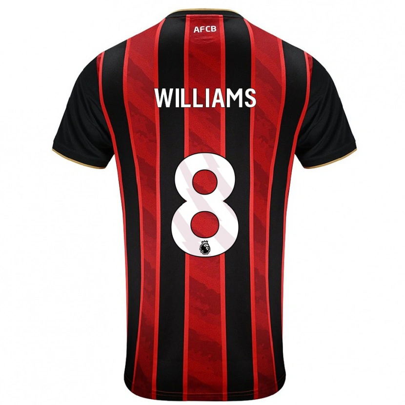 Danxen Bambino Maglia Phoebe Williams #8 Rosso Nero Kit Gara Home 2025/26 Maglietta