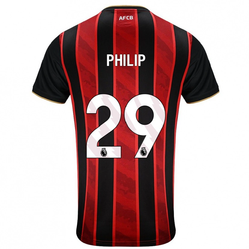 Danxen Bambino Maglia Philip Billing #29 Rosso Nero Kit Gara Home 2025/26 Maglietta