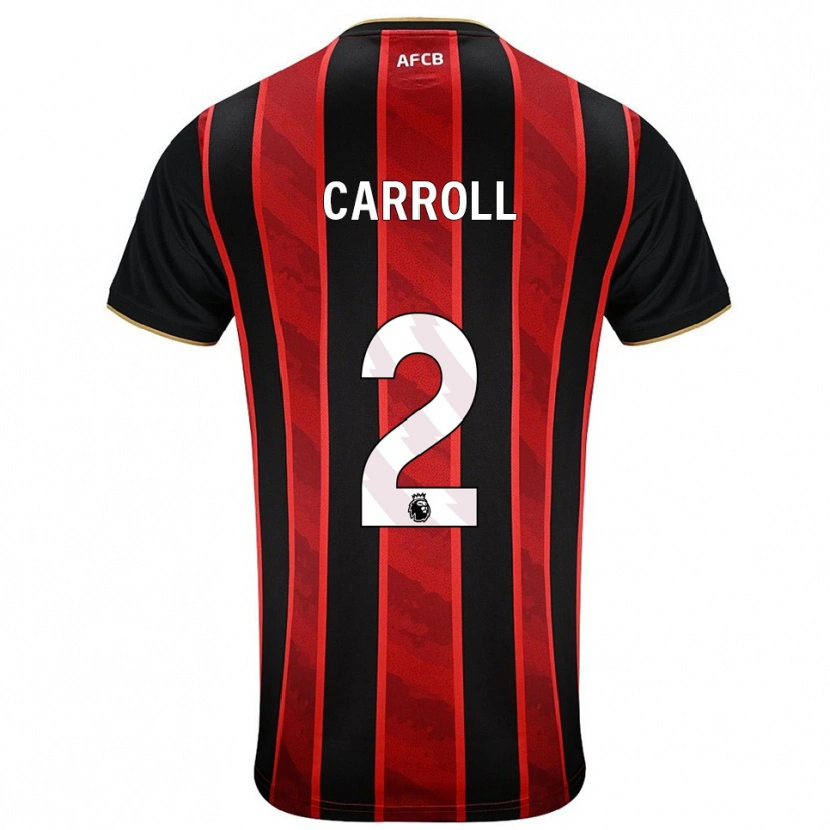 Danxen Bambino Maglia Ryan Carroll #2 Rosso Nero Kit Gara Home 2025/26 Maglietta
