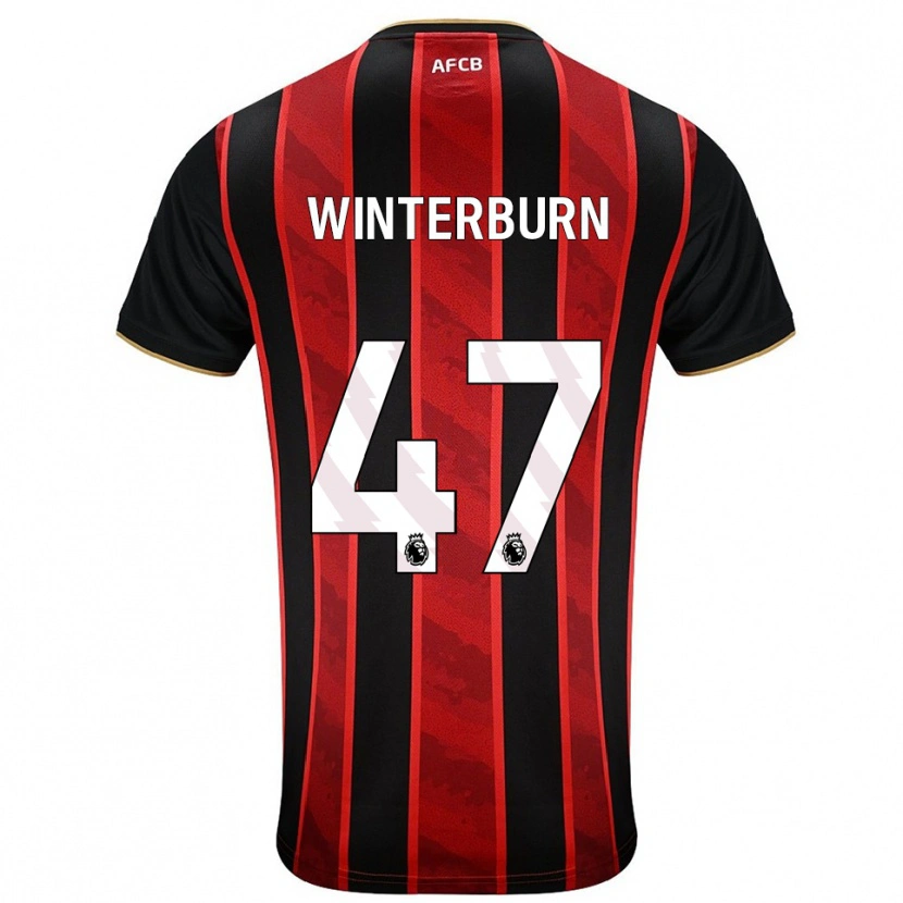 Danxen Bambino Maglia Ben Winterburn #47 Rosso Nero Kit Gara Home 2025/26 Maglietta