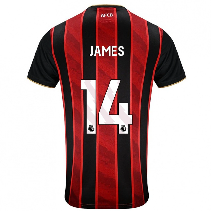 Danxen Bambino Maglia Katie James #14 Rosso Nero Kit Gara Home 2025/26 Maglietta