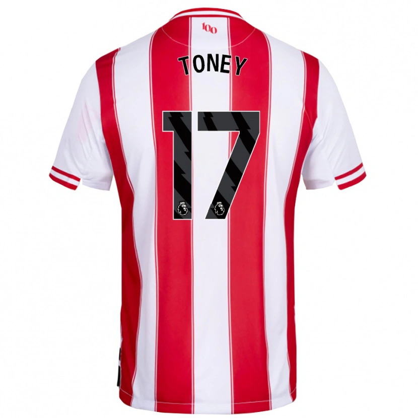 Danxen Bambino Maglia Ivan Toney #17 Rosso Bianco Kit Gara Home 2025/26 Maglietta
