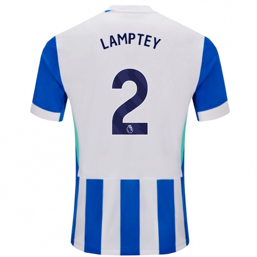 Danxen Bambino Maglia Tariq Lamptey #2 Blu Bianco Kit Gara Home 2025/26 Maglietta
