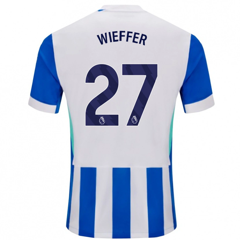 Danxen Bambino Maglia Mats Wieffer #27 Blu Bianco Kit Gara Home 2025/26 Maglietta