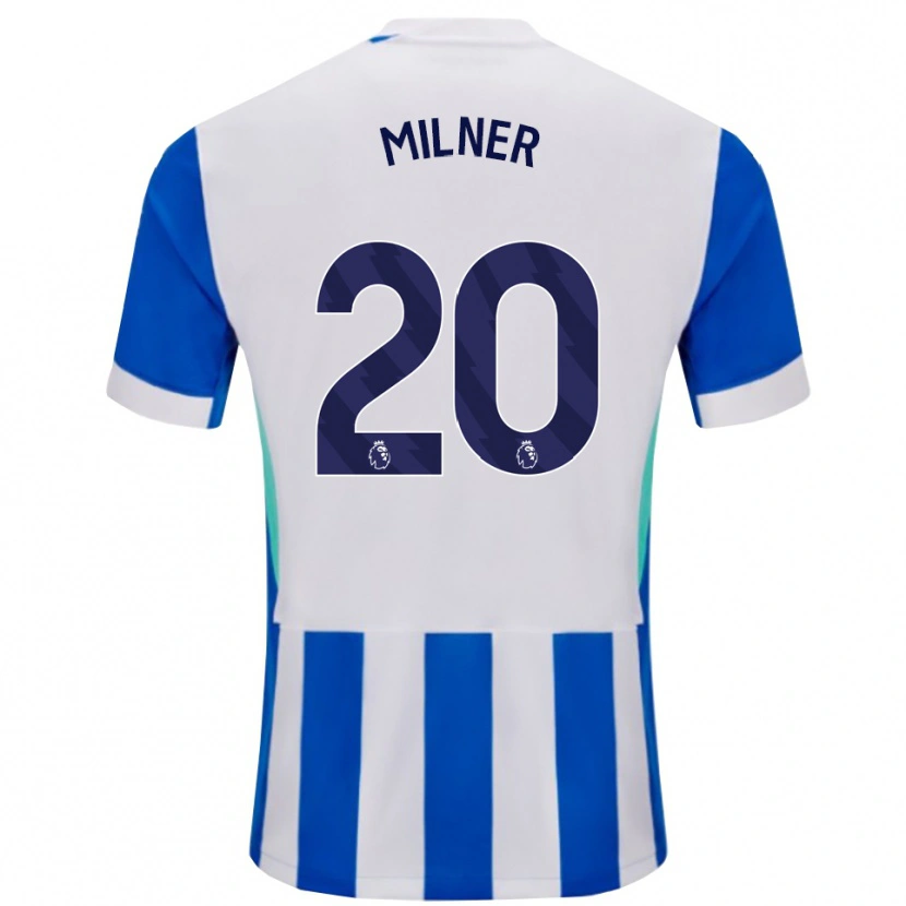 Danxen Bambino Maglia James Milner #20 Blu Bianco Kit Gara Home 2025/26 Maglietta