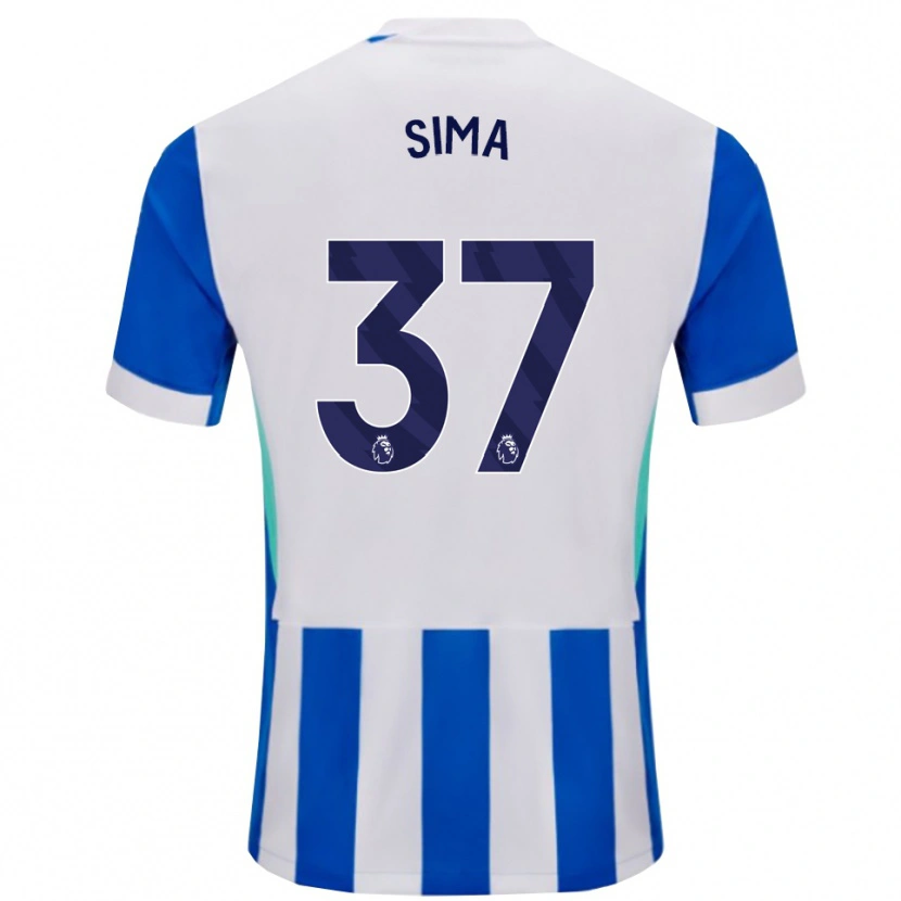 Danxen Bambino Maglia Abdallah Sima #37 Blu Bianco Kit Gara Home 2025/26 Maglietta
