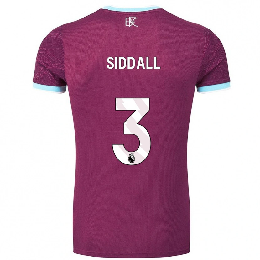 Danxen Bambino Maglia Emma Siddall #3 Borgogna Azzurro Kit Gara Home 2025/26 Maglietta