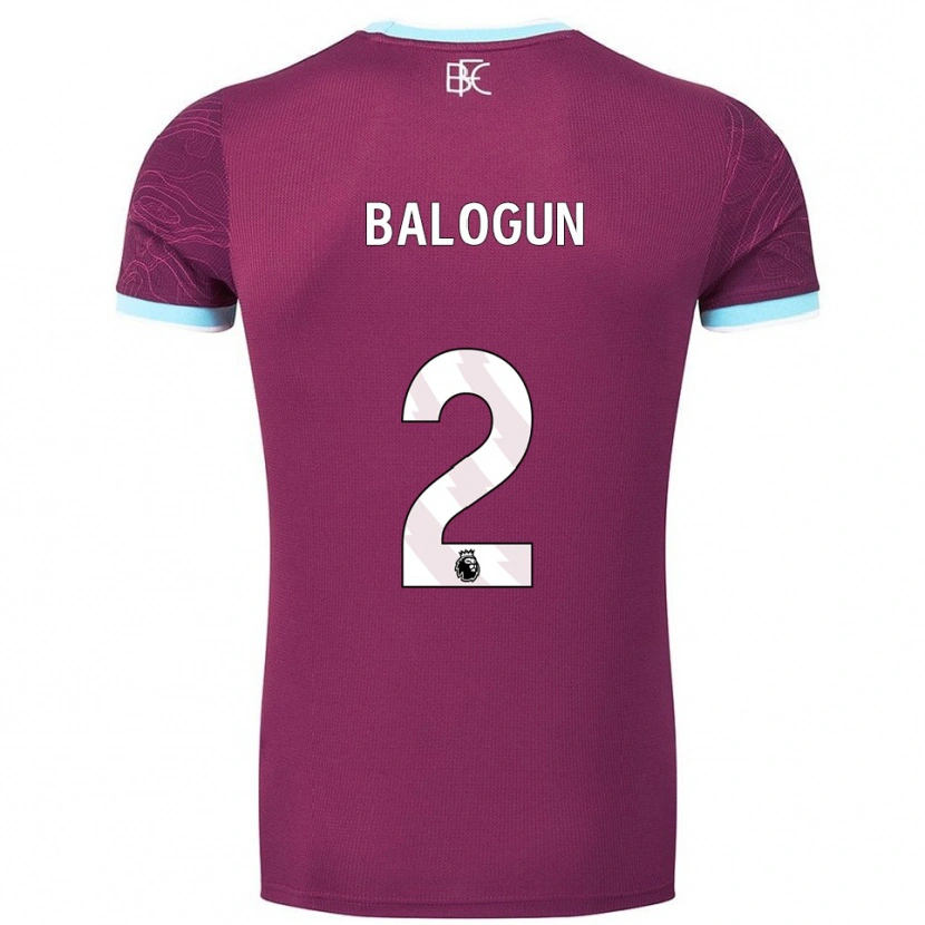 Danxen Bambino Maglia Hamzat Balogun #2 Borgogna Azzurro Kit Gara Home 2025/26 Maglietta