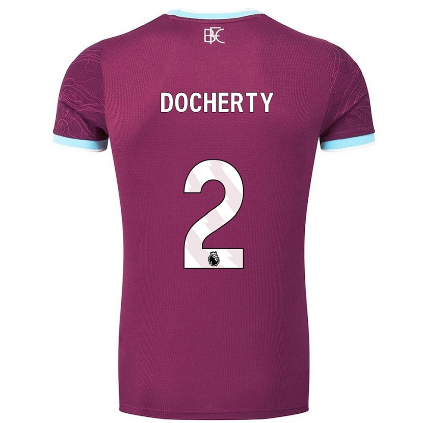 Danxen Bambino Maglia Charley Docherty #2 Borgogna Azzurro Kit Gara Home 2025/26 Maglietta