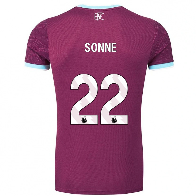 Danxen Bambino Maglia Oliver Sonne #22 Borgogna Azzurro Kit Gara Home 2025/26 Maglietta