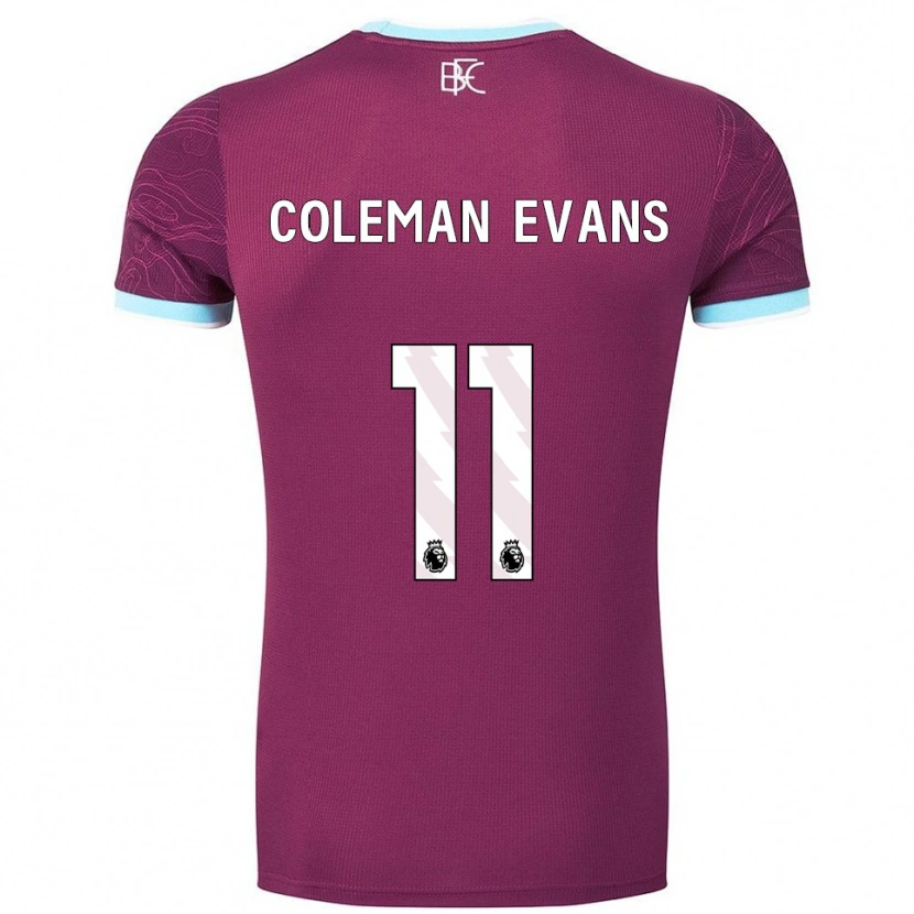 Danxen Bambino Maglia Amaya Coleman-Evans #11 Borgogna Azzurro Kit Gara Home 2025/26 Maglietta
