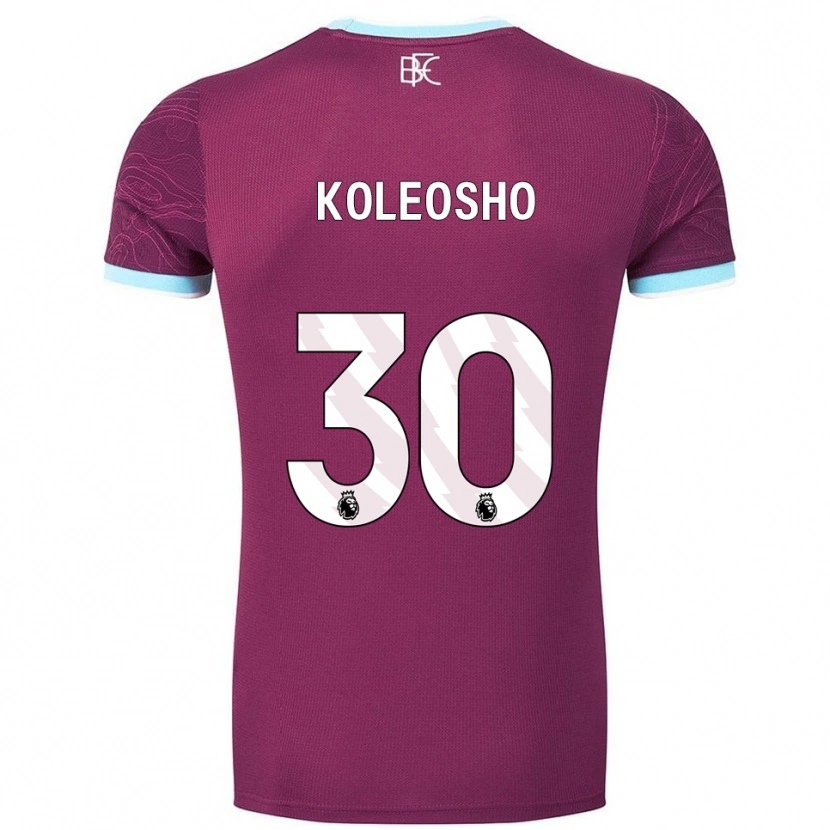 Danxen Bambino Maglia Luca Koleosho #30 Borgogna Azzurro Kit Gara Home 2025/26 Maglietta