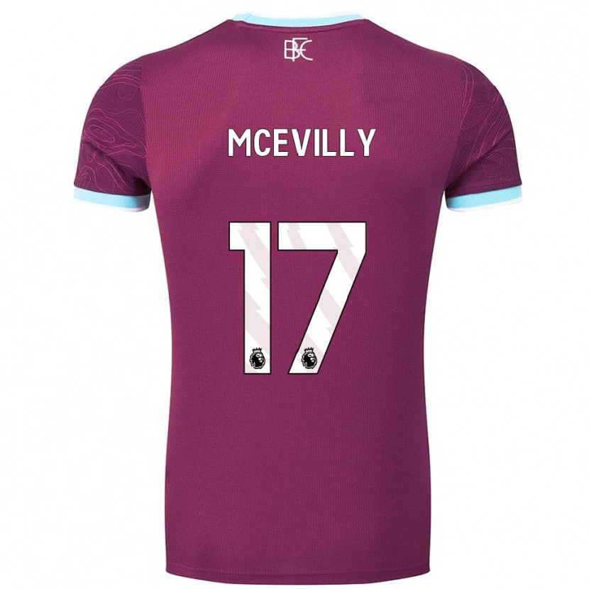 Danxen Bambino Maglia Jack Mcevilly #17 Borgogna Azzurro Kit Gara Home 2025/26 Maglietta
