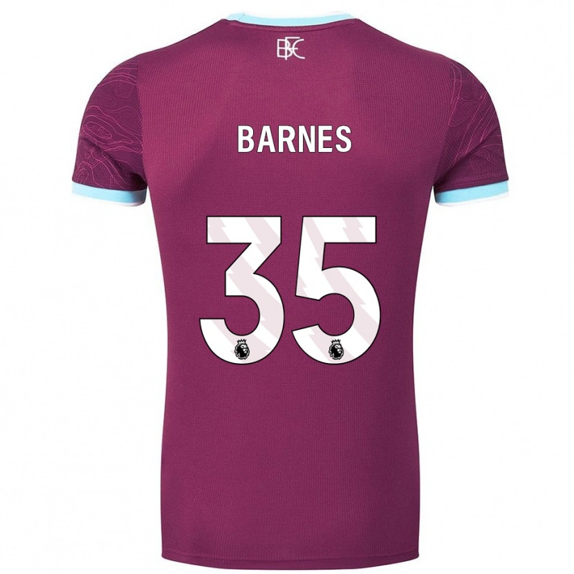 Danxen Bambino Maglia Ashley Barnes #35 Borgogna Azzurro Kit Gara Home 2025/26 Maglietta