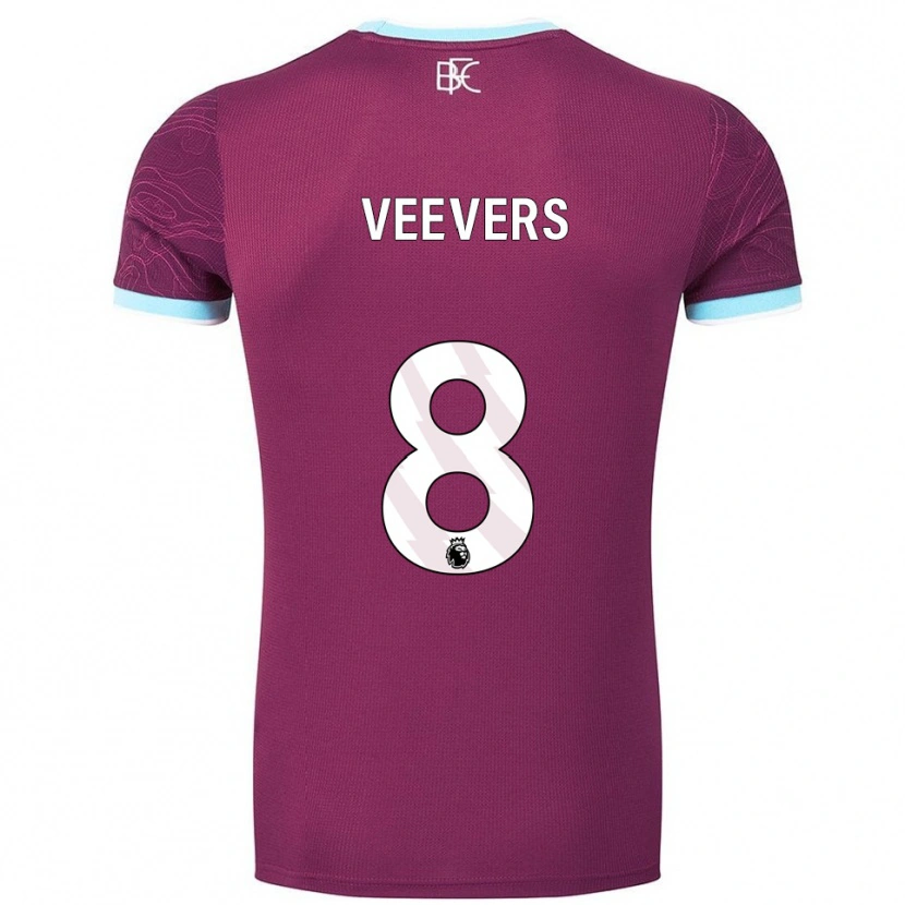 Danxen Bambino Maglia Charlie Veevers #8 Borgogna Azzurro Kit Gara Home 2025/26 Maglietta