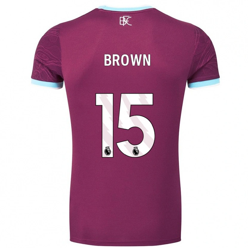 Danxen Bambino Maglia Kian Mcmahon-Brown #15 Borgogna Azzurro Kit Gara Home 2025/26 Maglietta