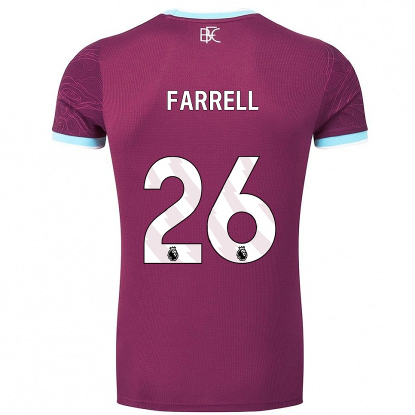 Danxen Bambino Maglia Lucy Farrell #26 Borgogna Azzurro Kit Gara Home 2025/26 Maglietta