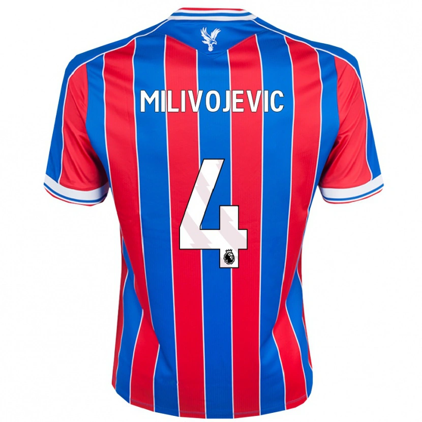 Danxen Bambino Maglia Luka Milivojevic #4 Blu Rosso Bianco Kit Gara Home 2025/26 Maglietta