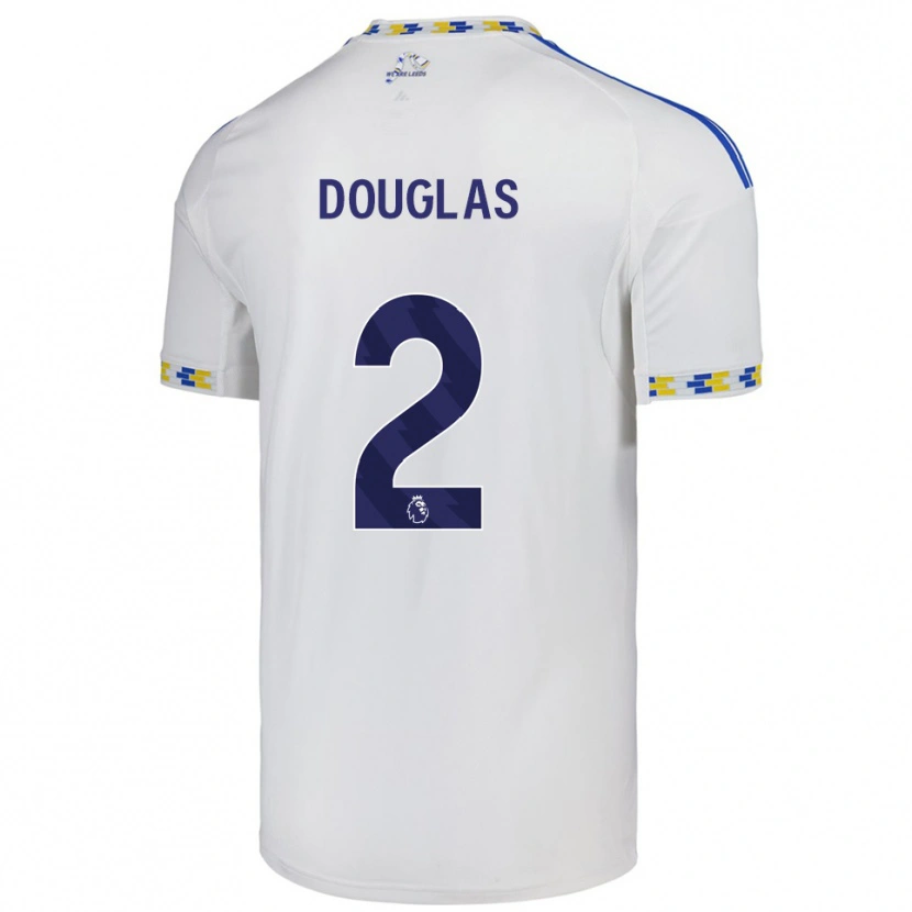 Danxen Bambino Maglia Connor Douglas #2 Bianco Blu Kit Gara Home 2025/26 Maglietta